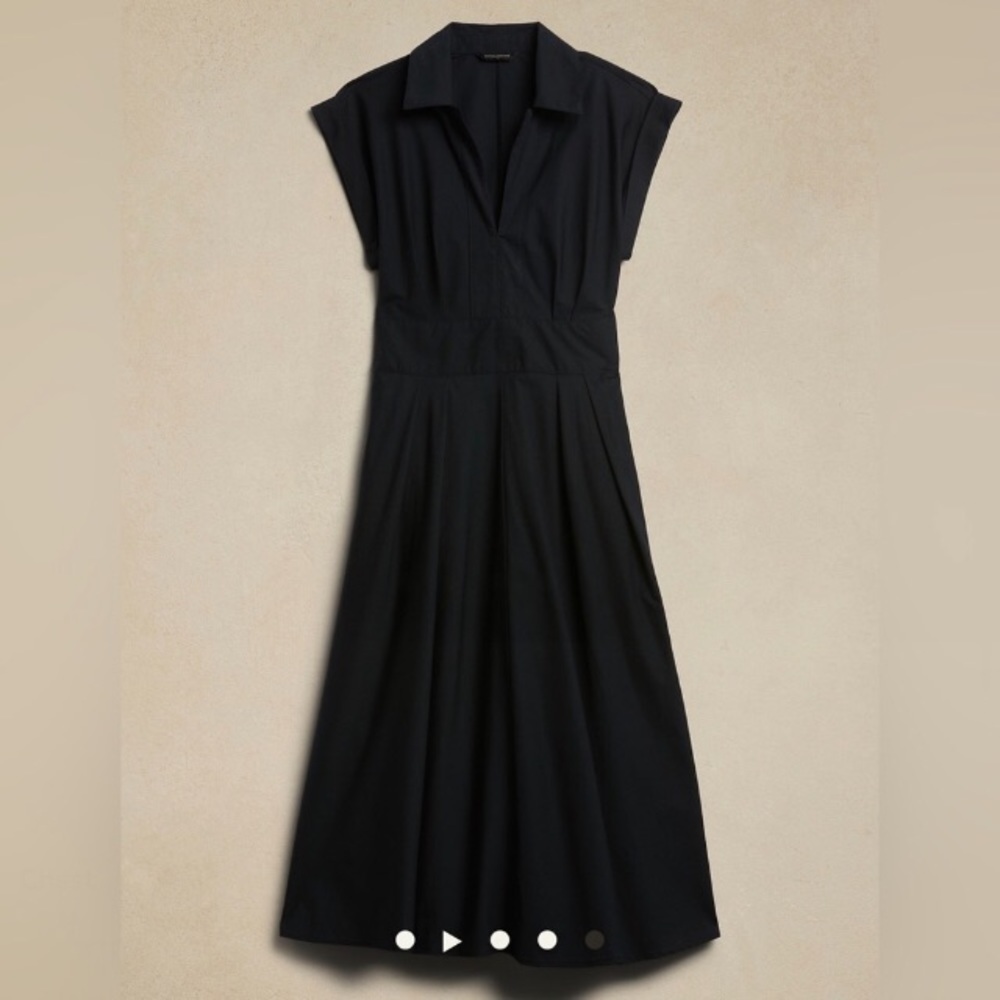 NWT! Black Banana Republic Collar-Neck Poplin Midi Dress - Multiple 🦋⭐️ - Picture 5 of 8